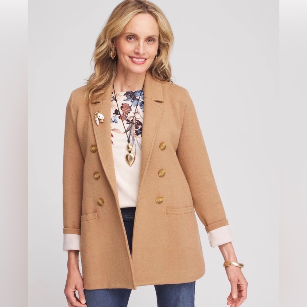 Chico's Camel Cardigan Sweater Blazer- NWT